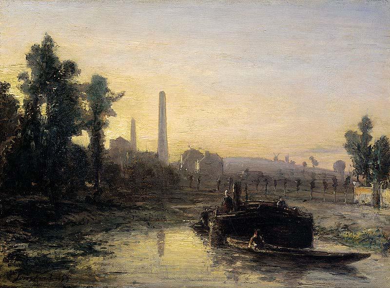 Johan Barthold Jongkind River View in France, Possibly near Pontoise France oil painting art